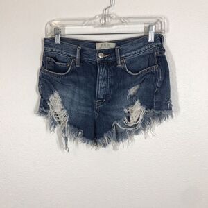 Free People We The Free Womens Good Vibrations Cut Off Shorts Size 25 Blue Denim